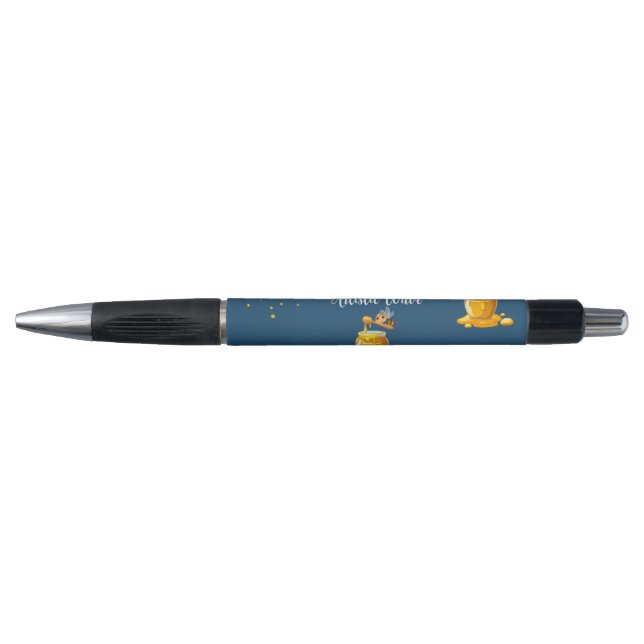 Caneta Elegante Azul personalizada com Mel (Frente)