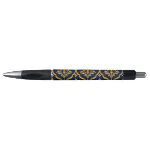 Caneta Elegante Design de Motivo Vintage em Damasco Doura