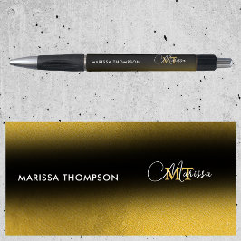 Caneta Elegante Nome em Grafismo com Gradiente Preto e Do
