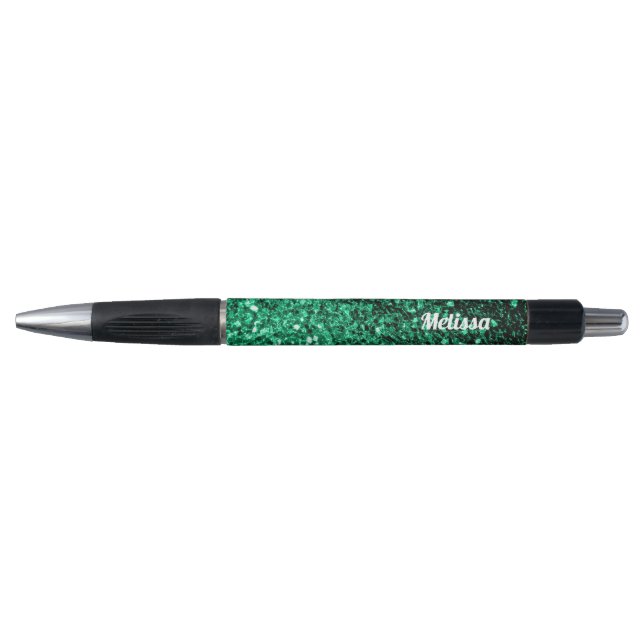 Caneta Emerald Green glitter brilha personaliza (Frente)
