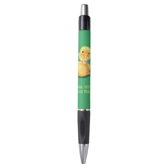Caneta engraçada com Pato Bravo Feliz - Sorria (Frente Vertical)