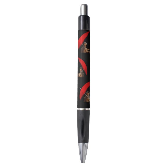Caneta Engraçado Sun Smart Meerkat Sob Umbrella, (Frente Vertical)