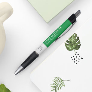 Caneta Estiloso Verde Brilhante Branco Logotipo Personali