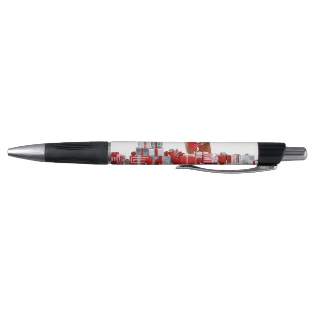 Caneta Feliz Natal SlipperyJoe presente vermelho branco p (Parte Inferior)
