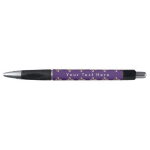 Caneta Fleur de Lis Pattern, Francês, Real, Creme, Roxo