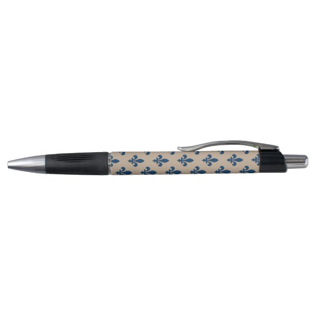 Caneta Fleur de Lis Pattern, Royal French Blue em Creme (Topo)