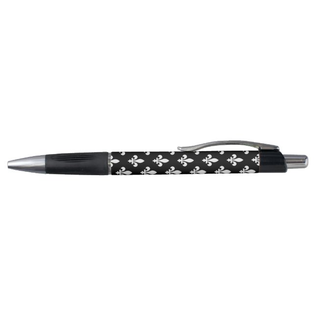 Caneta Fleur de Lis Pattern, Royal French, branco a preto (Topo)