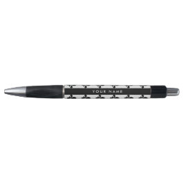 Caneta Fleur de Lis, Preto sobre Branco, Preto, Seu Nome