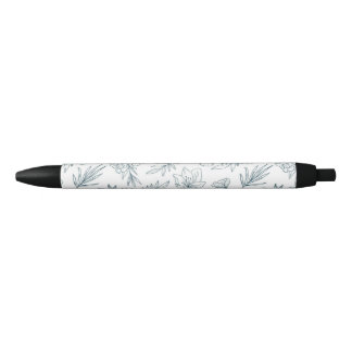 Caneta Floral, Acabamento Preto, Tinta Preta