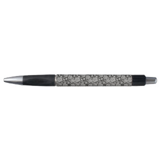 Caneta Floral Escura Preto Cinza Rosas Estética