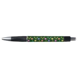 Caneta Flores Coloridas, Padrão Floral, Verde, Boho