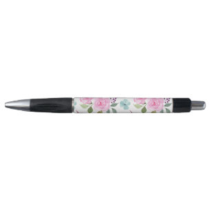 Caneta Flores cor-de-rosa sem emenda aquarela