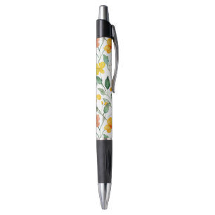 Caneta Flores de Pêssego Amarelo Vermelho