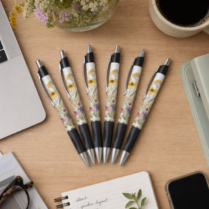 Caneta Flores Silvestres Botânica Floral Girassol Escritó