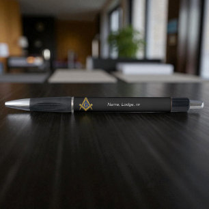 Caneta Freemason Masonic Black e gold