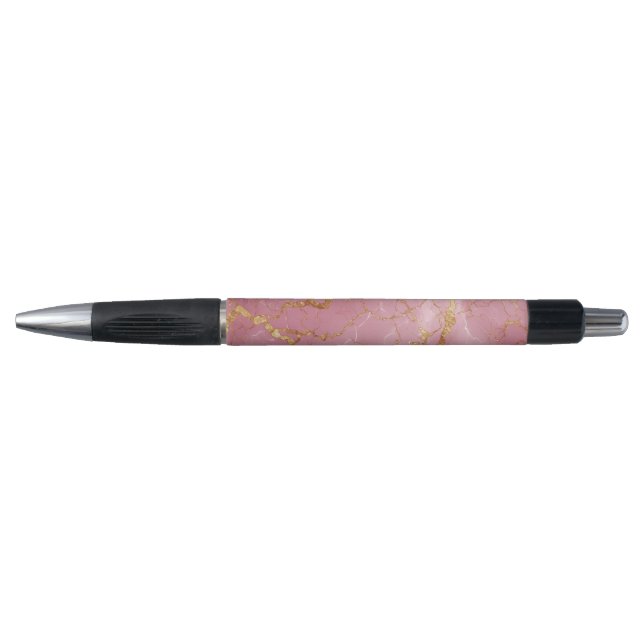 Caneta Fundo de Mármore Rosa com Veias Douradas (Frente)