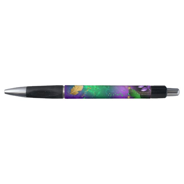 Caneta Fundo márdi iridescente com miçangas (Frente)