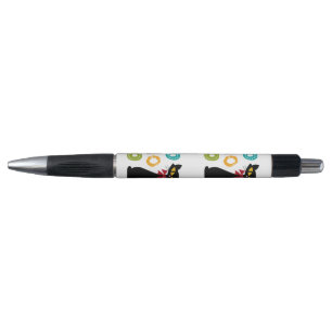 Caneta Gato negro com design de texto Ho Ho Ho