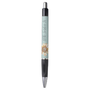 Caneta Girassol Azul Branco Amarelo