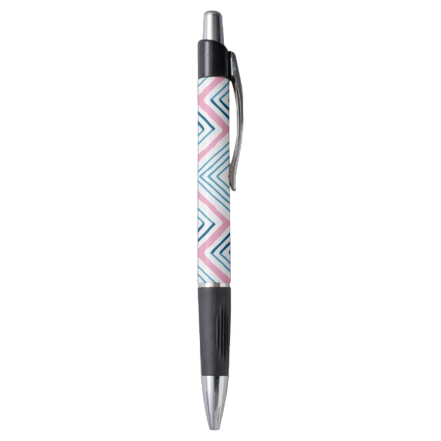 Caneta Grande Chevron Zag em Rosa e Aqua (Parte Inferior (Vertical))