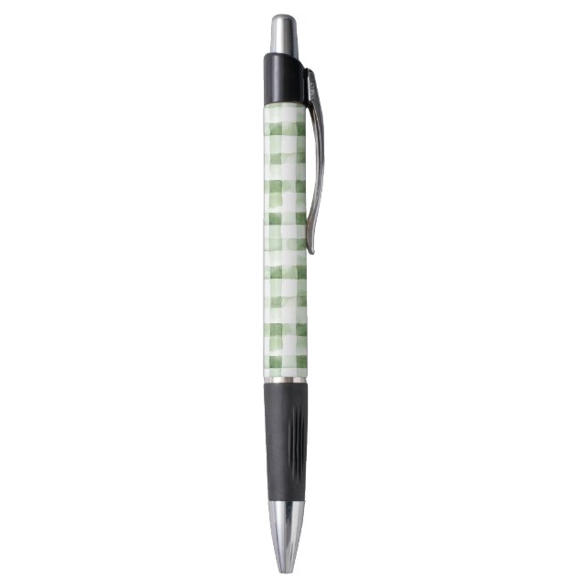 Caneta Green White Plaid Stripes (Parte Inferior (Vertical))