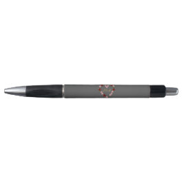 Caneta Gris avec un cœur floral rose et rouge