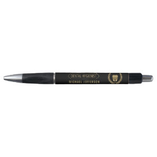 Caneta Higienista dental - dente - preto e ouro