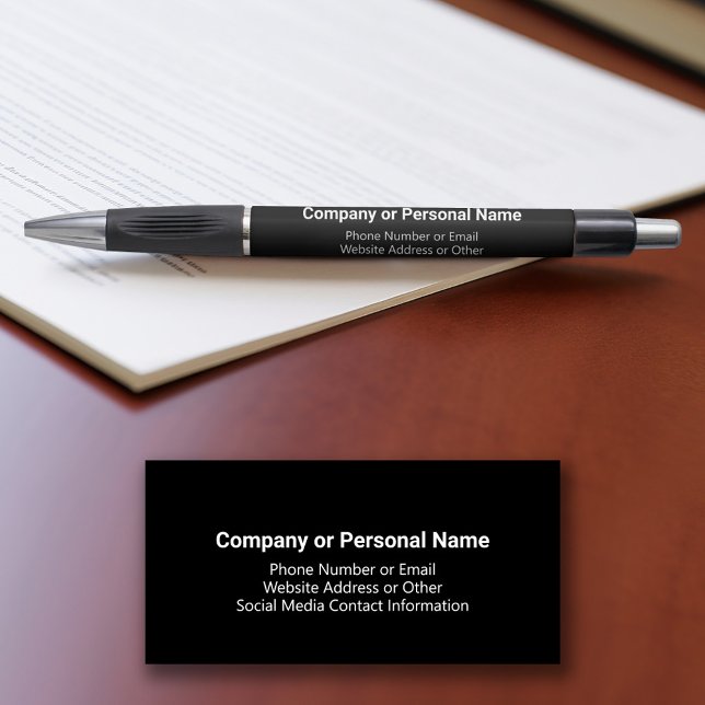Caneta Informações Básicas de Contato Comercial - Preto (Custom logo pens - Personalized Promotional products)