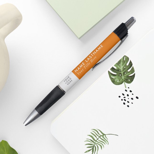 Caneta Laranja Brilhante Moderno Simples Logotipo Comerci (Criador carregado)