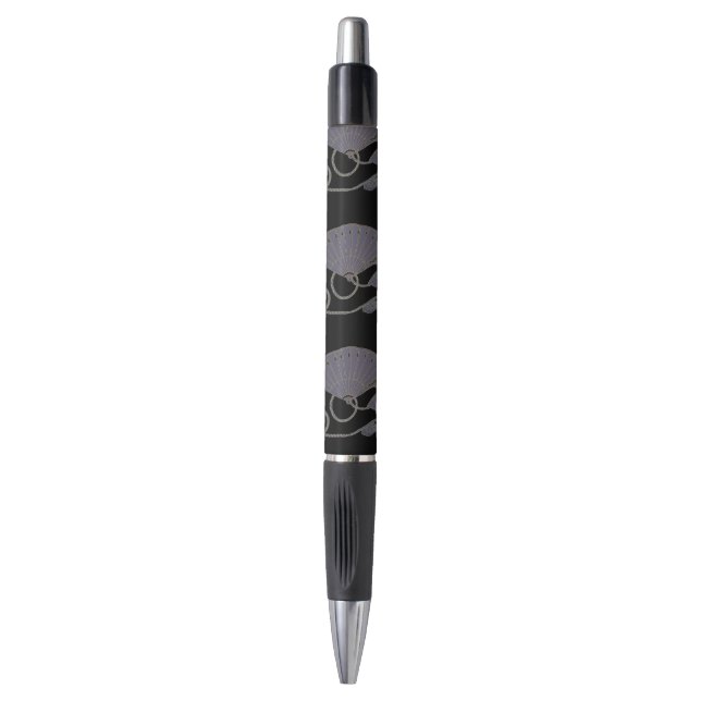 Caneta Leque Roxo Elegante (Frente Vertical)