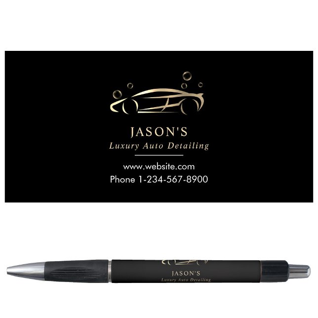 Caneta Limpeza Automática de Carro Preto e Dourado de Lux (Black & Gold Luxury Auto Detailing Car Cleaning Pen)