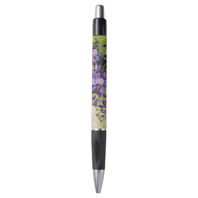Caneta Lindas Flores De Wisteria Em Aquarela (Frente Vertical)