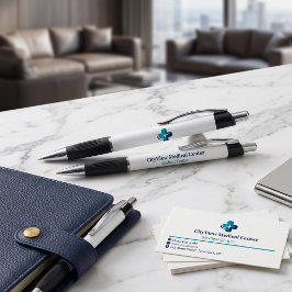 Caneta Logotipo de consultório médico azul turquesa minim