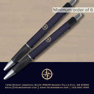 Caneta Logotipo Dourado azul do Marinho profissional