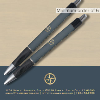 Caneta Logotipo Dourado Cinza Profissional