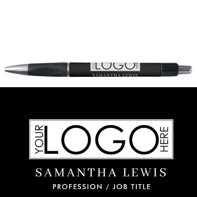 Caneta Logotipo e Texto de Negócios Promocionais Modernos (Modern Promotional Business Logo & Text Black Pen)