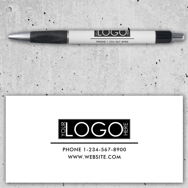 Caneta Logotipo Empresarial Profissional Detalhes de Cont (Professional Business Logo Contact Details Simple Pen)