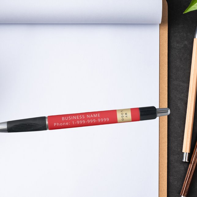 Caneta Logotipo nome empresa telefone vermelho (Criador carregado)