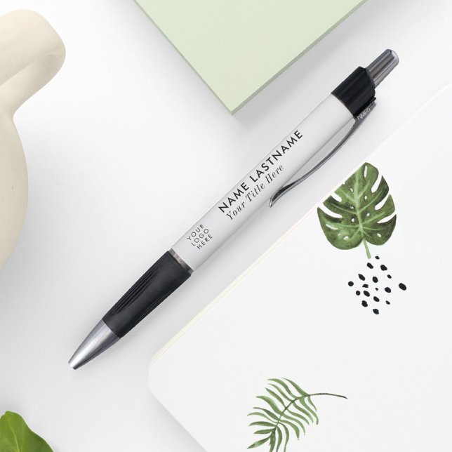 Caneta Logotipo Personalizado Minimalista Branco Preto Si (Criador carregado)