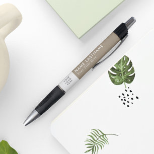 Caneta Logotipo Personalizado Moderno Bege Areia Simples 