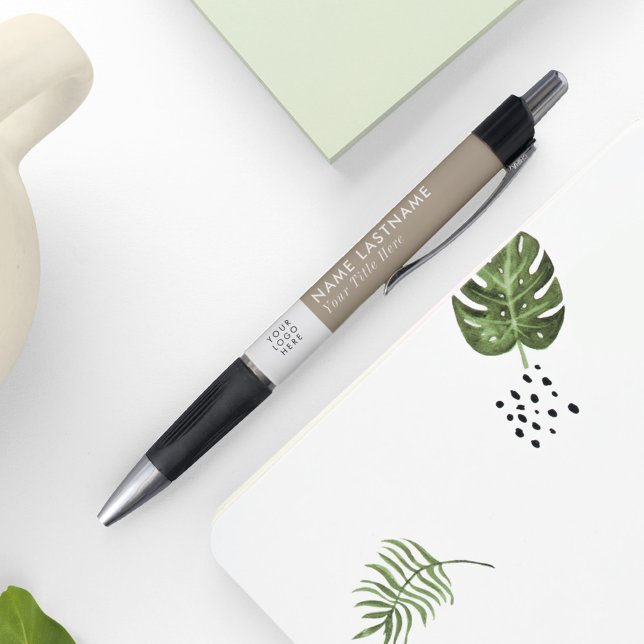 Caneta Logotipo Personalizado Moderno Bege Areia Simples  (Criador carregado)