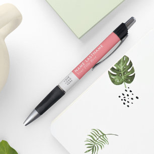Caneta Logotipo Personalizado Rosa Claro Elegante Empresa