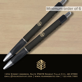 Caneta Logotipo Preto Dourado Personalizado