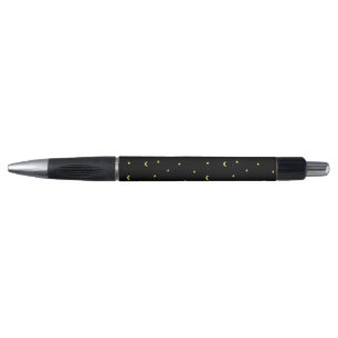 Caneta Lua Dourado e estrelas