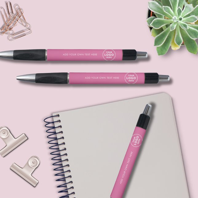 Caneta Mala comercial do promocional de logotipo simples (Modern simple pink logo business pens. Add your own logo and custom text/slogan.)