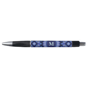 Caneta Mandala Azul Roxo Monograma Nome