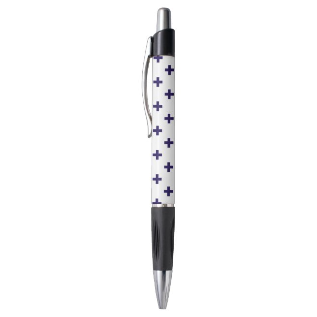 Caneta Marinho azul polka cruza em branco (Topo (Vertical))