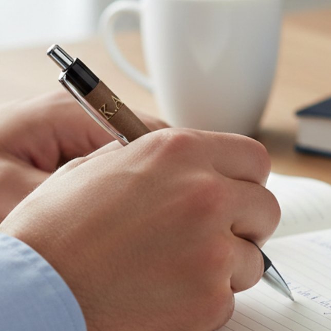 Caneta Minimal Aged Leather Style Design Personalized (Criador carregado)