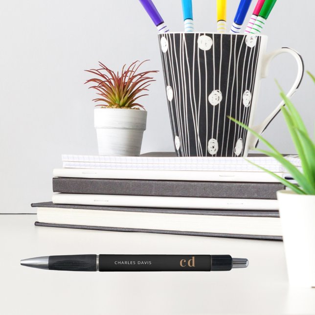 Caneta Mínimo de nome do monograma personalizado de ouro  (Criador carregado)