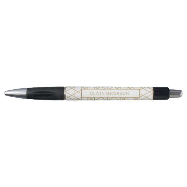 Caneta Moderno, Chic e Elegante Geométrico Dourado com No (Frente)